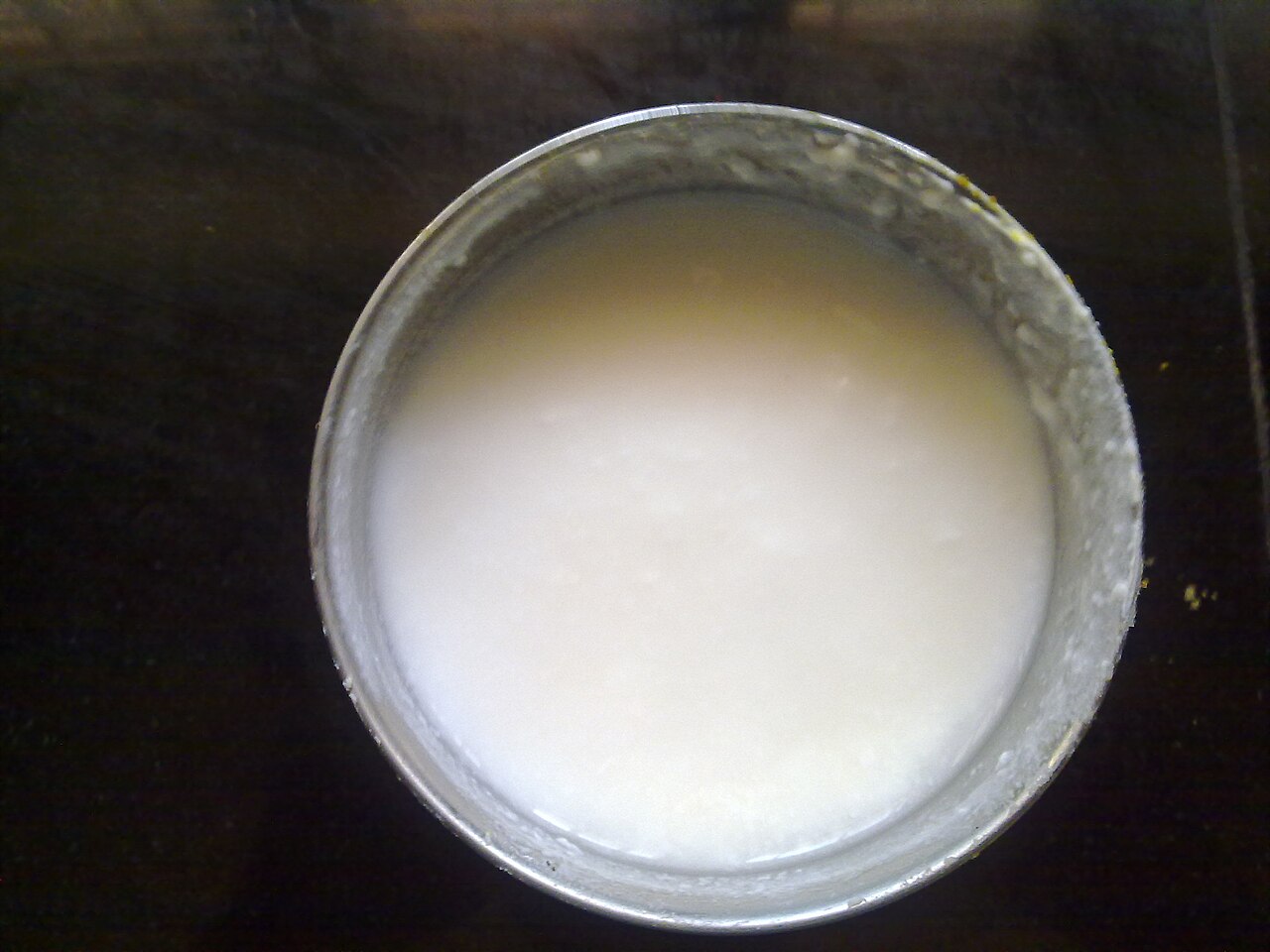Steel bowl of fresh curd